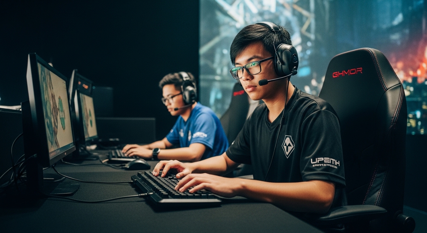 Gamer streaming on TikTok in the Philippines with vibrant neon visuals.