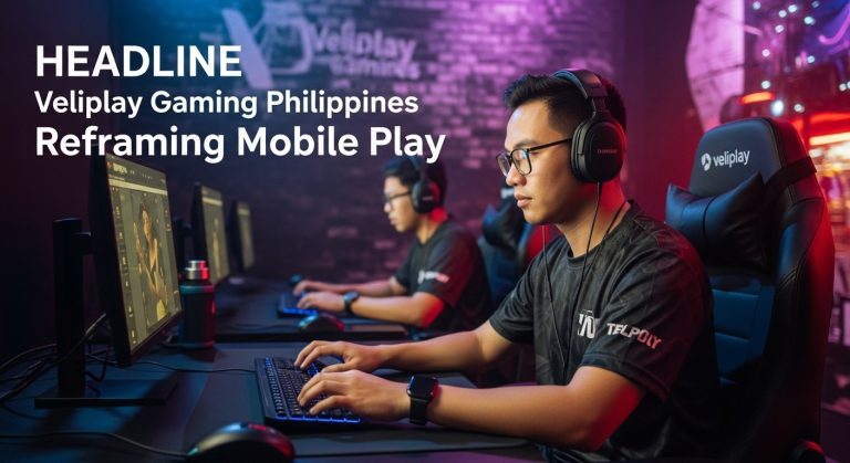 Analytical newsroom scene depicting veliplay Gaming Philippines in a Philippine mobile gaming market context