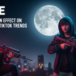 Gaming desk bathed in moonlight with a full moon visible outside the window.